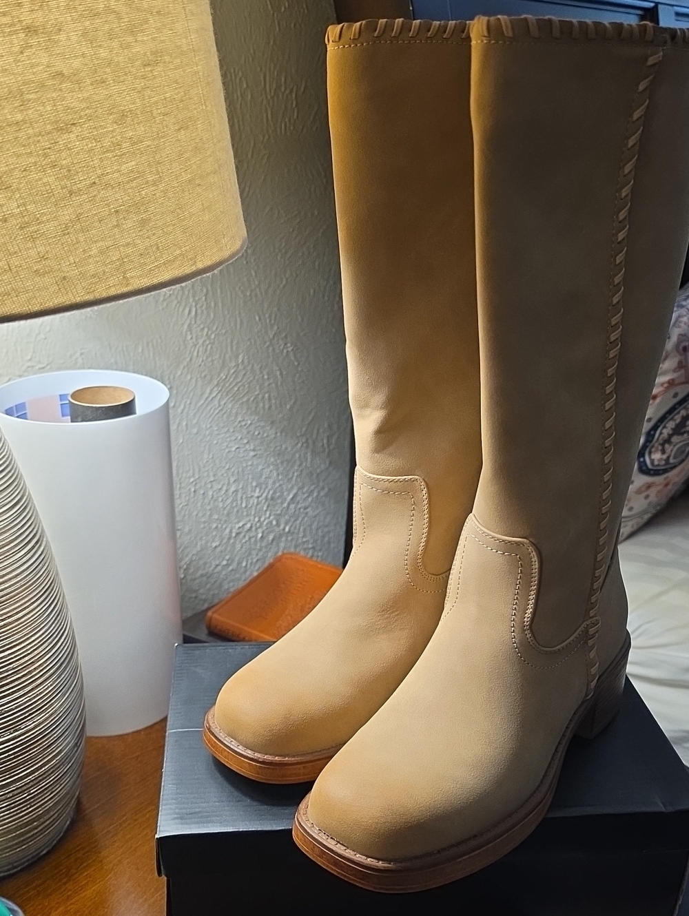 New York & Company Tan Over-The-Knee Suede Boots